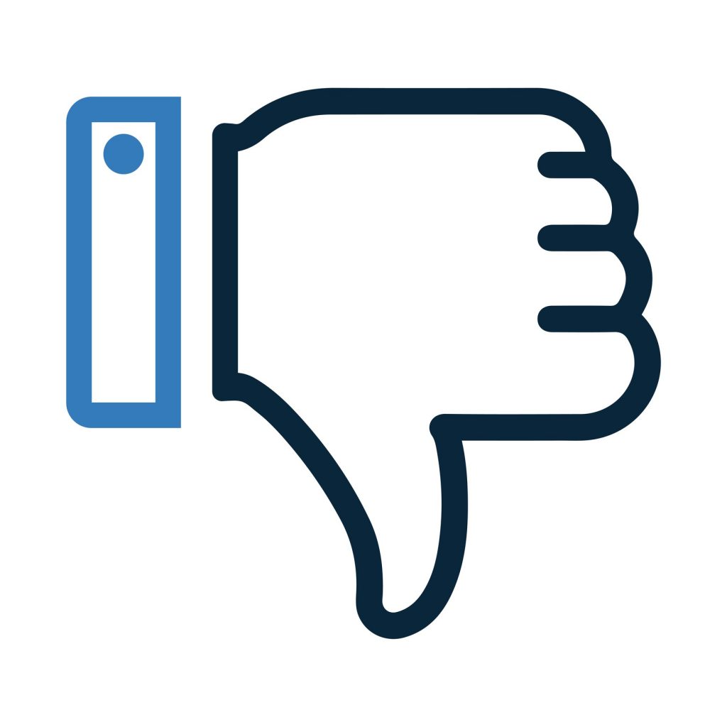 Thumbs down icon in blue and black.